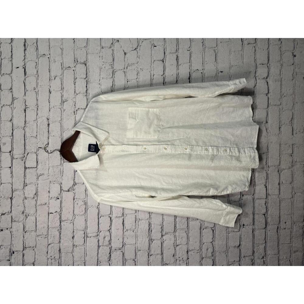 GAP Men's White Casual Button-Up Shirt, Size‎ Large